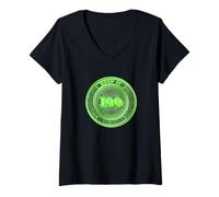Donna Colore Verde Keep It 100-v2 Grafica Verde Maglietta con Collo a V