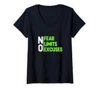 Donna Colore Verde No Scuses-Fear-Limits Grafica Verde Maglietta con Collo a V