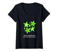 Donna Colore Verde Shine Like Us Grafica Verde Maglietta con Collo a V