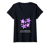 Donna Colore Viola Shine Like Us Grafica Viola Maglietta con Collo a V