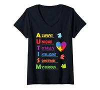 Donna Colorful ASD Design for Proud Parents of an Autistic Child Maglietta con Collo a V