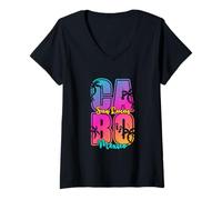 Donna Colorful Bold Lettere Cabo San Lucas Messico Spiaggia Vacanza Maglietta con Collo a V