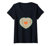 Donna Colorful Heart Logo for Women and Teens Maglietta con Collo a V