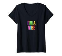Donna Colorful I'm A Vibe Energia positiva Maglietta con Collo a V