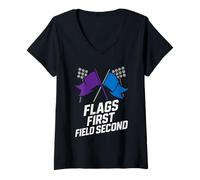 Donna Colorguard Capitano Marching Band Bandiera Twirl Team Leader Maglietta con Collo a V