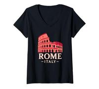 Donna Colosseo Roma Italia Architettura Storia Vibes Minimalist Maglietta con Collo a V