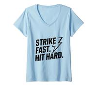 Donna Colpisci Velocemente, colpisci Un Fulmine Forte Maglietta con Collo a V
