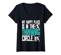 Donna Colpo di Pistola Happy Place Throwing Circle Maglietta con Collo a V