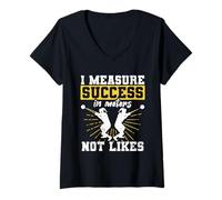 Donna Colpo di Pistola I Measure Success in Meters Not Likes Maglietta con Collo a V
