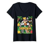 Donna Coltiva Un Giardino - Pixel Animal Farm Adventure Maglietta con Collo a V