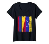 Donna Columbia Venezuela Mezza bandiera Maglia venezuelana colombiana Maglietta con Collo a V
