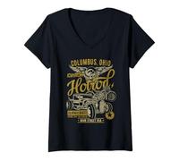 Donna Columbus OH Hotrod - Design Vintage per Auto e Moto Maglietta con Collo a V
