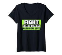 Donna Combattere la Camicia della malattia celiaca - Consapevolezza della malattia celiaca Maglietta con Collo a V