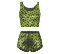 Donna Combinazione Allenamento Bikini Sirena Completo Da Nightwear | Abiti Due Pezzi Lucenti,Set Allenamento,Vestito Per Halloween,Pilates,Luna Di Miele,Swimwear,Nightclub,Abbigliamento La