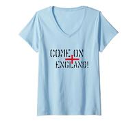 Donna Come On England Dark Text Maglietta con Collo a V