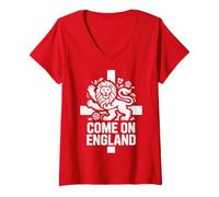 Donna Come ON England Home Cheer Bandiera del Paese Competition Squad Maglietta con Collo a V