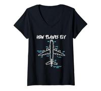 Donna Come volano Gli Aerei - Ingegnere aeronautico Ingegneria Aeronautica Maglietta con Collo a V