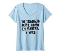 Donna Como En Madera y Yeso per Operaio Edile Spagnolo Quotazione Maglietta con Collo a V