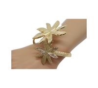 Donna Comodi Polsino Bracciale Moda Gioielli Metallo Oro Fiori Avvolgere Intorno