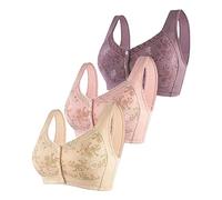 Donna comodo, grande, aperto sul davanti per le donne in altezza media, senza anello in acciaio, comodo reggiseno traspirante, cachi, 50