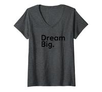 Donna Compass Dream Big - Testo Nero Maglietta con Collo a V