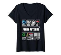 Donna Competenze del Medico di Famiglia Problem Solving caffè Vino Sarcasmo Maglietta con Collo a V
