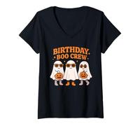 Donna Compleanno Boo Crew Fantasma Divertente Corrispondenza Famiglia Gruppo Squad Maglietta con Collo a V