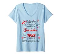 Donna Compleanno di Dicembre Una Regina è Nata nel Dicembre 1983 Dicembre Maglietta con Collo a V