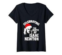 Donna Compleanno di Isaac Newton | Vacanze scientifiche Natale Maglietta con Collo a V
