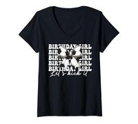 Donna Compleanno Ragazza Let's Kick It Calcio Ragazza Mamma Mamma Coquette Maglietta con Collo a V
