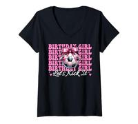Donna Compleanno Ragazza Let's Kick It Calcio Ragazza Mamma Mamma Coquette Maglietta con Collo a V