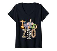 Donna Compleanno Ragazzo Zookeeper Animal Zoo Wildlife Safari Squad Maglietta con Collo a V