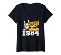 Donna Compleanno Umorismo Cool Rockin' Since 1964 Compleanno Maglietta con Collo a V