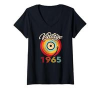 Donna Compleanno Vinile Vintage 1965 Retro Vinile LP Maglietta con Collo a V