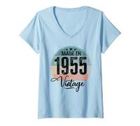 Donna Compleanno Vintage Anno di Nascita 1955 Compleanno Bday Maglietta con Collo a V