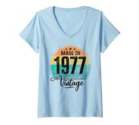 Donna Compleanno Vintage Anno di Nascita 1977 Compleanno Bday Maglietta con Collo a V