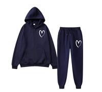 Donna Completi Due Pezzi Set da Salotto Tuta Ginnastica Tute Casual Leggera Felpa in Pile Calda Pullover Elegante con Cappuccio e Jogging Pantaloni Abbigliamento sportivo Taglie Forti 2