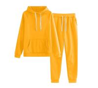 Donna Completi Due Pezzi Tuta Sportiva 2 Maniche Lunghe Fitness Cotone con Cappuccio Set Felpa e Jogging Pantaloni Larghi Palestra Felpata Invernale