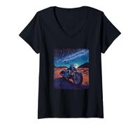 Donna Completo Moto con Stelle fresche di Notte Maglietta con Collo a V