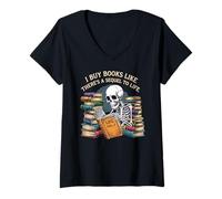 Donna Compro libri come se ci fosse un sequel alla vita Lettura divertente Maglietta con Collo a V