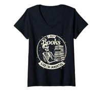 Donna Compro Libri Come se Fossi immortale Halloween Bookworm Maglietta con Collo a V