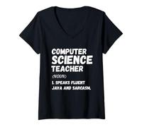 Donna Computer Science Teacher Definition - Coding Geek Humor Tee Maglietta con Collo a V