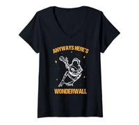 Donna Comunque Ecco Wonderwall Divertente rana Chitarra meme Retro Music Maglietta con Collo a V