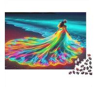 Donna con abito arcobaleno Puzzle 1000 Pezzi Carta per Adulti Notte da sogno sulla spiaggia Gioco di Puzzle 1000 Pezzi Relax Casa Regalo 38x26cm/1000pcs