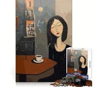 Donna con caffè in un caffè in stile Amedeo Modigliani Puzzle da 1000 pezzi per adulti Pensiero logico Leggero Distrazione Incastro senza soluzione di continuità Regalo festivo (50x75cm)