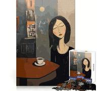 Donna con caffè in un caffè in stile Amedeo Modigliani Puzzle per adulti 1000 pezzi Sviluppa la memoria Attività rilassante Bordi puliti (38x26cm)