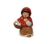 THUN - Donna con cesto di uova - ceramica - Collezione Presepe Classico - 5,7 x 4,7 x 8 cm