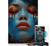 Donna con cuffie e trucco sul viso - Puzzle da 1000 pezzi per adulti - Gioco divertente e rilassante - Taglio laser di alta qualità - Esercizio mentale per momenti di tranquillità a casa (38x52cm)