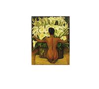 donna con gigli di calla di Diego Rivera/stampa giclée su tela/famosi dipinti poster d'arte/tela immagine di arte della parete per soggiorno 60x78 cm senza cornice