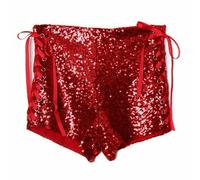Donna con Lacci Lustrini Pantaloncini Paillettes Hot Pantaloni Mini Clubwear
